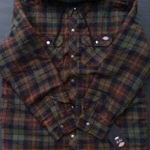 Nice Tactical Green Chocolate Colorway Flannel Hoodie Shirt Jacket by Dickies